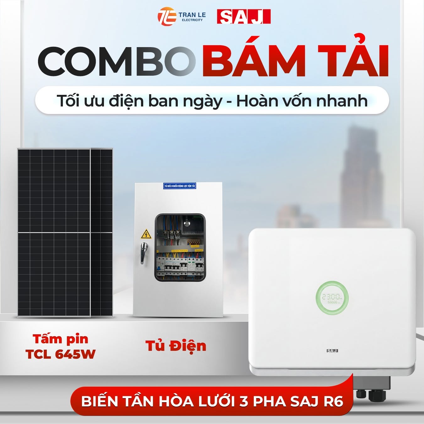 Combo điện mặt trời cho khách sạn hệ hybrid 3 pha SAJ H2-LT2 với pin lưu trữ Dyness