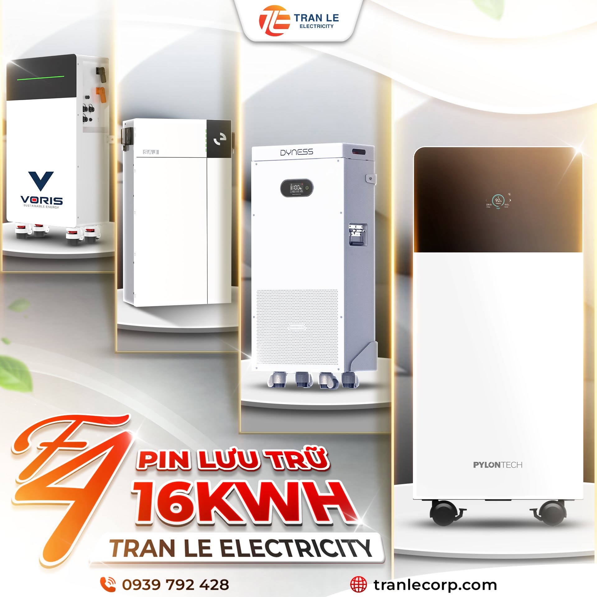 4 dòng pin lưu trữ 16kWh đang được phân phối tại Tran Le Electricity