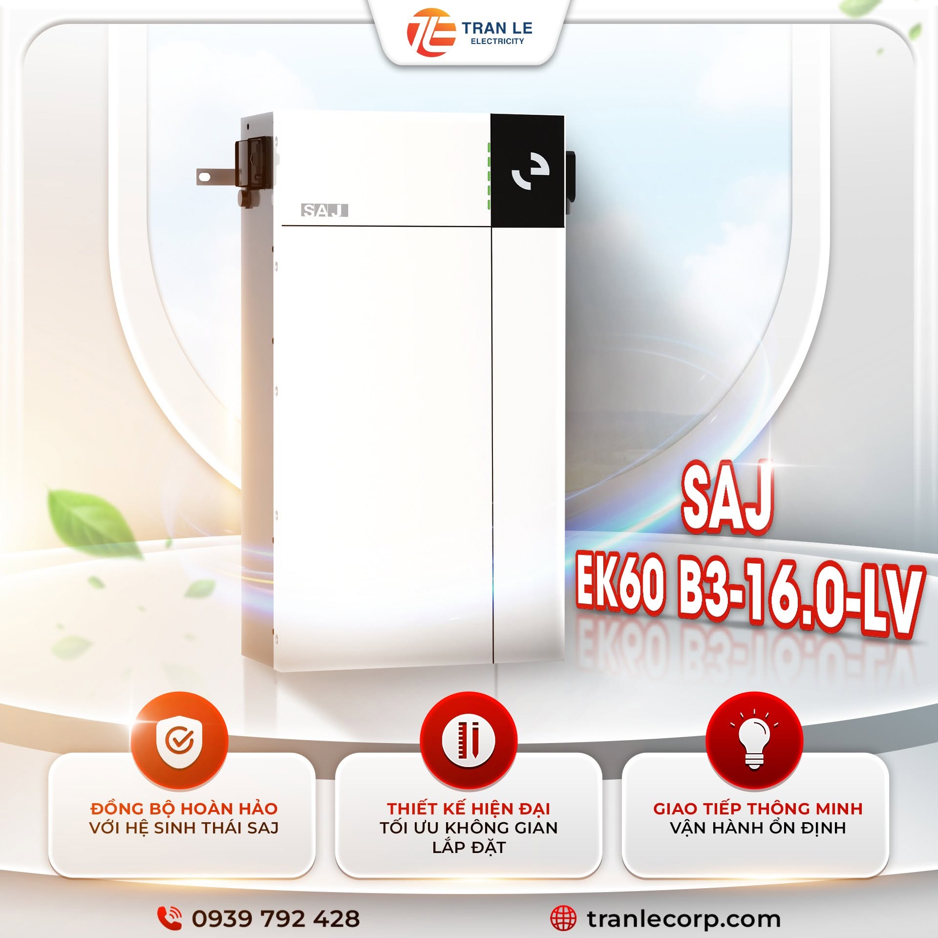SAJ EK60 B3-16.0-LV - dung lượng 16kWh, đồng bộ hoàn hảo với hệ sinh thái SAJ