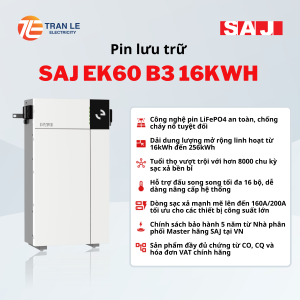 Pin lưu trữ SAJ EK60 B3 16kWh công nghệ LiFePO4 phân phối tại Tran Le Electricity